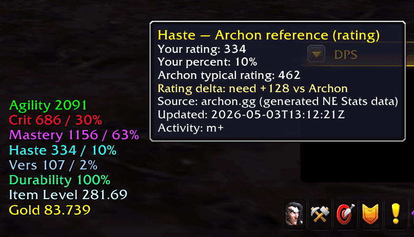 NE Stats в игре: цветные статы и подсказка эталона Archon